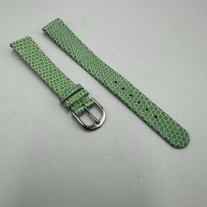 3/$30 Croton Green Replacement Watch Band 14MM Embossed Leather Silver Buckle
